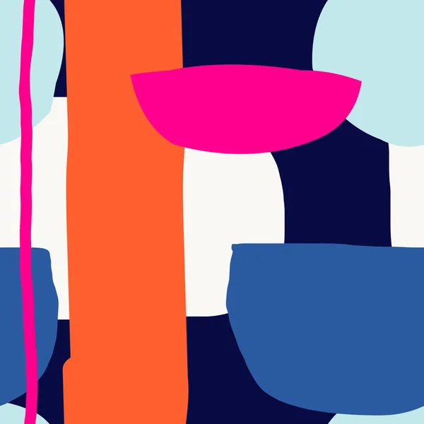 Patrón Repetitivo Sin Costuras Con Formas Abstractas Rosa Azul Naranja — Vector de stock
