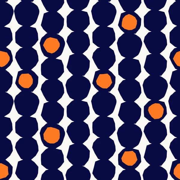 Nahtlos Wiederholendes Muster Mit Abstrakten Geometrischen Formen Marineblau Und Orange — Stockvektor