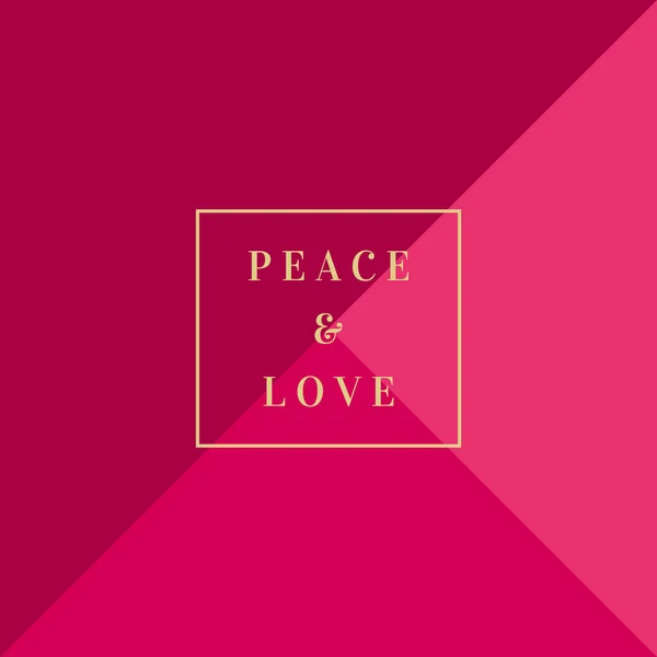 Juldesign Med Texten Peace Love Guld Geometriska Rosa Bakgrund — Stock vektor