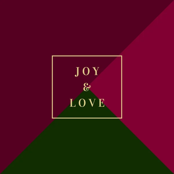 Weihnachtsdesign Mit Dem Text Joy Love Gold Auf Geometrischem Rosa — Stockvektor