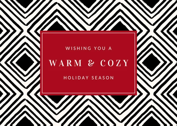 黒と白と赤の背景にテキスト 希望するたくさんの暖かい 居心地の良いこのホリデー シーズン の幾何学模様のクリスマス デザイン — ストックベクタ