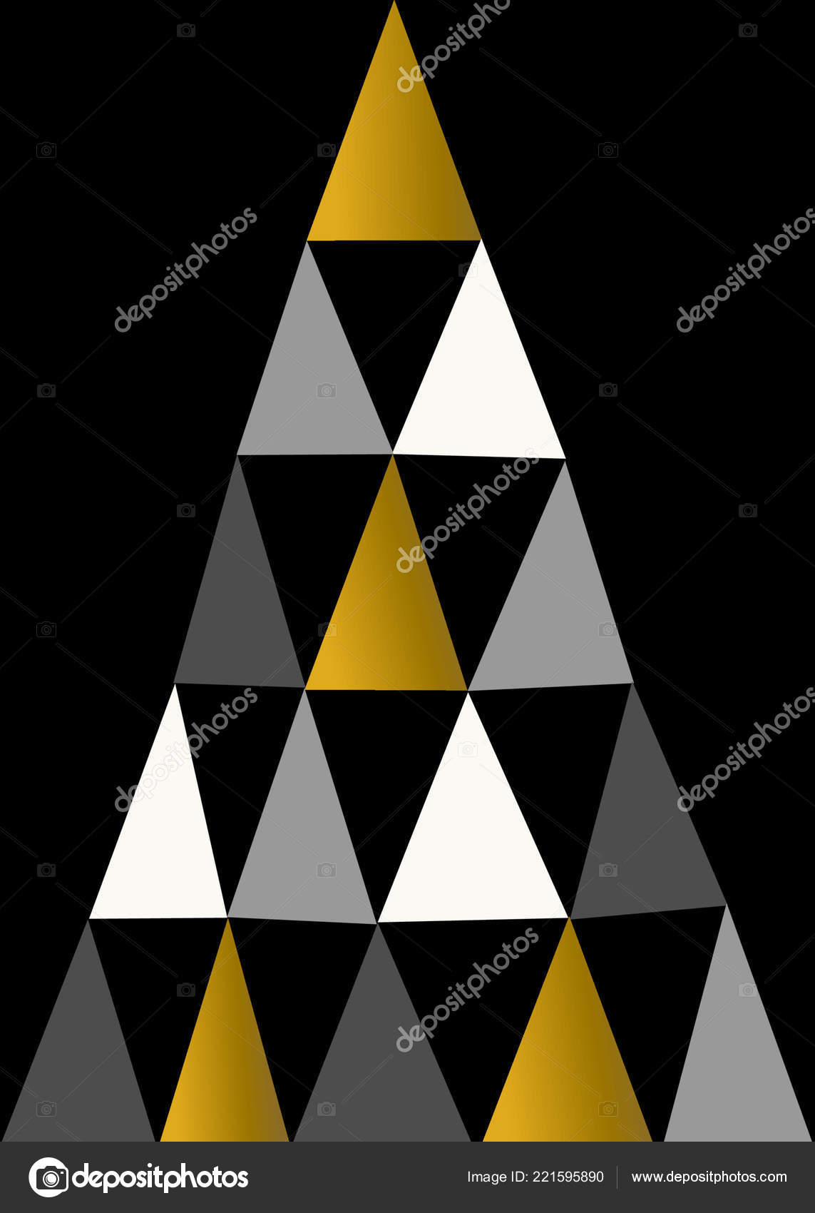 Disegno Natale Con Albero Natale Geometrico Oro Bianco