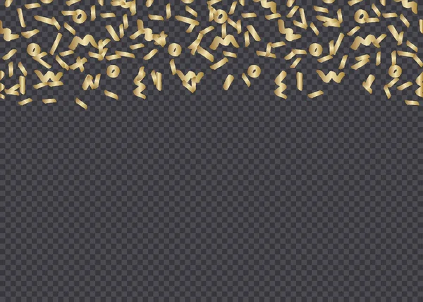Golden Paper Confetti Isolated Dark Transparency Grid Background Festive Vector — Stock Vector