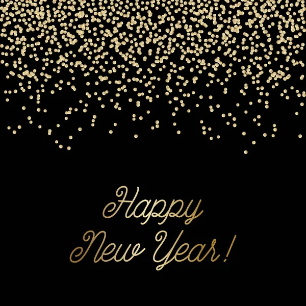 幸せな新年正方形のグリーティング カード テンプレートと輝くゴールド キラキラと黄金黒の背景上のテキスト エレガントなお祝いベクトルのチラシ パンフレット ポスター ソーシャル メディアの投稿デザイン — ストックベクタ