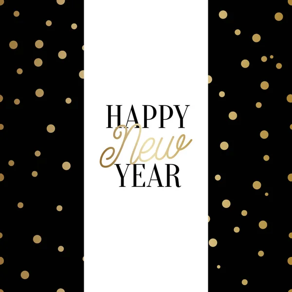 Happy New Year Square Greeting Card Template Sparkling Gold Confetti — Stock Vector