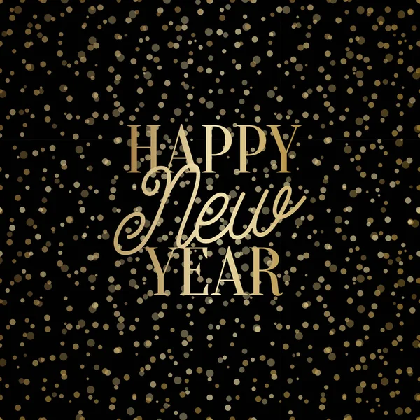 光沢のある黄金色のライトとゴールド黒の背景にテキストを幸せな新しい年の正方形のグリーティング カード テンプレートです エレガントなお祝いベクトルのチラシ パンフレット ポスター ソーシャル メディアの投稿デザイン — ストックベクタ