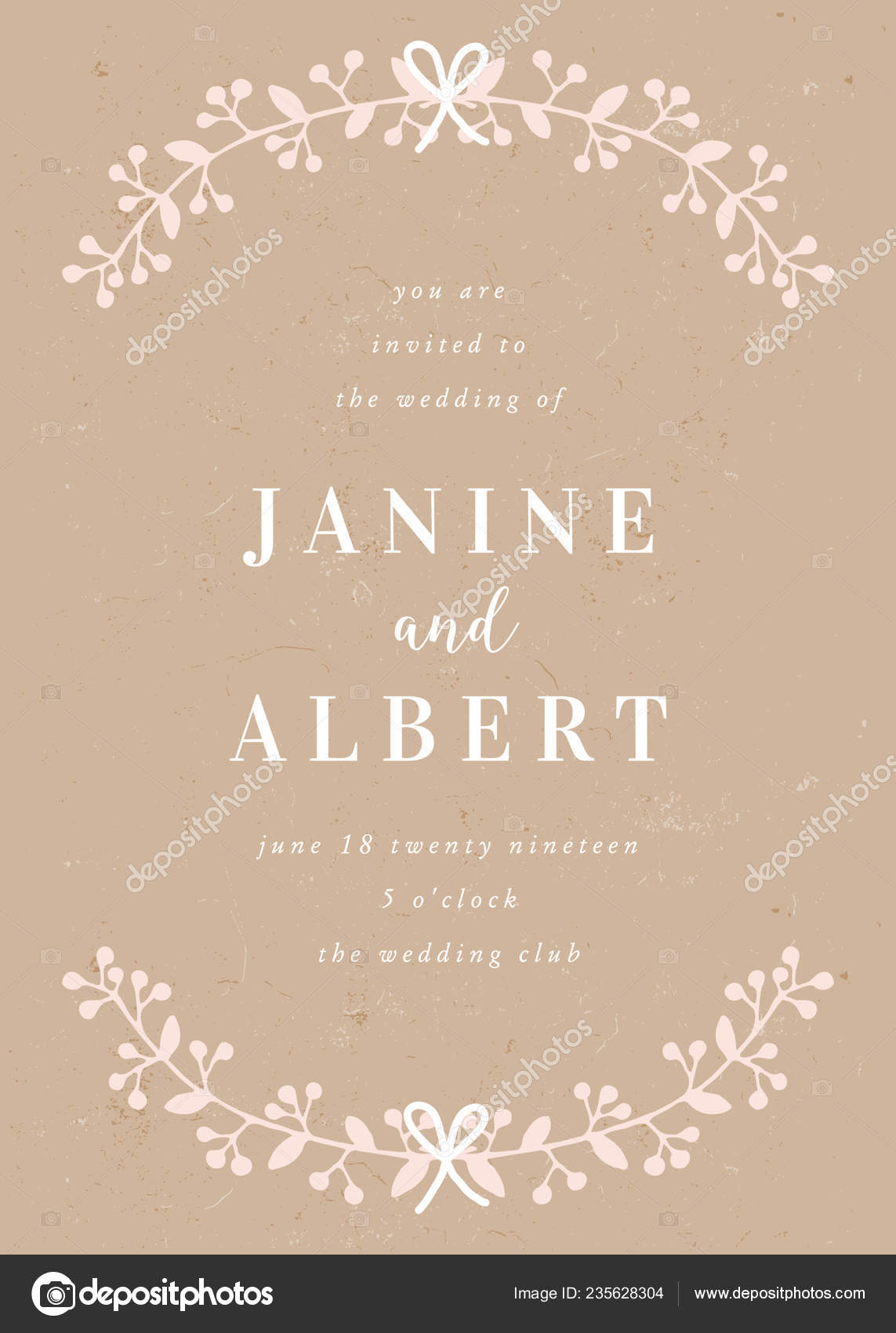 Wedding Invitation Template Hand Drawn Floral Elements Pastel Pink ... Wedding Invitation Template Hand Drawn Floral Elements Pastel Pink ...