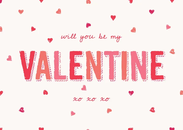 Aftelkalender Voor Valentijnsdag Wenskaartsjabloon Met Kleurrijke Typografisch Ontwerp Kleine Harten — Stockvector