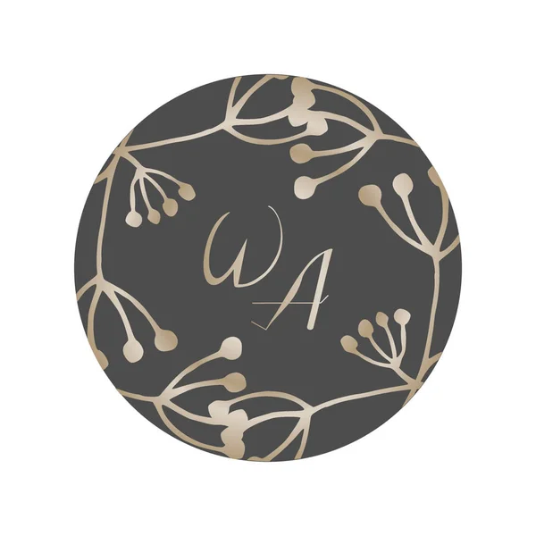 Modern Elegant Monogram Wreath Logo Design Florists Cosmetics Weddings Home — Stock Vector