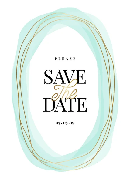 Date Template Golden Light Blue Decoration Sample Text Layout White — Stock Vector