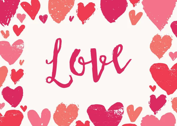 Aftelkalender Voor Valentijnsdag Wenskaart Sjabloon Met Kleurrijke Typografische Ontwerp Harten — Stockvector