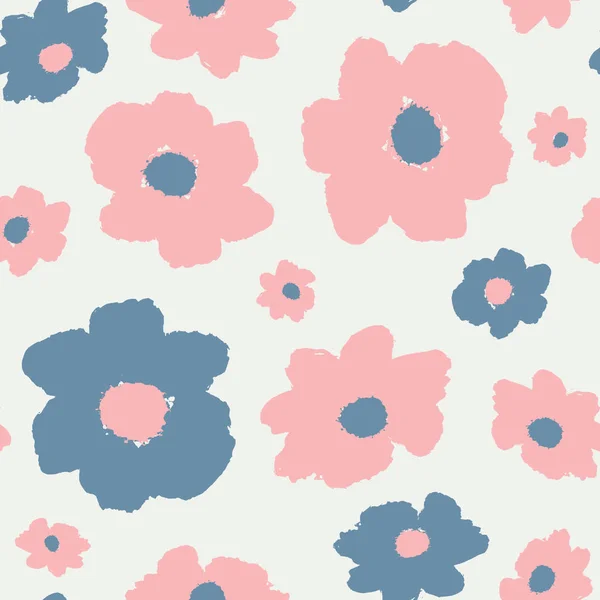 Motif Répétitif Sans Couture Avec Fleurs Peintes Main Rose Pastel — Image vectorielle