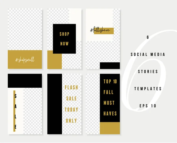 Set Six Editable Vertical Templates Social Media Stories Posts White — Stock Vector