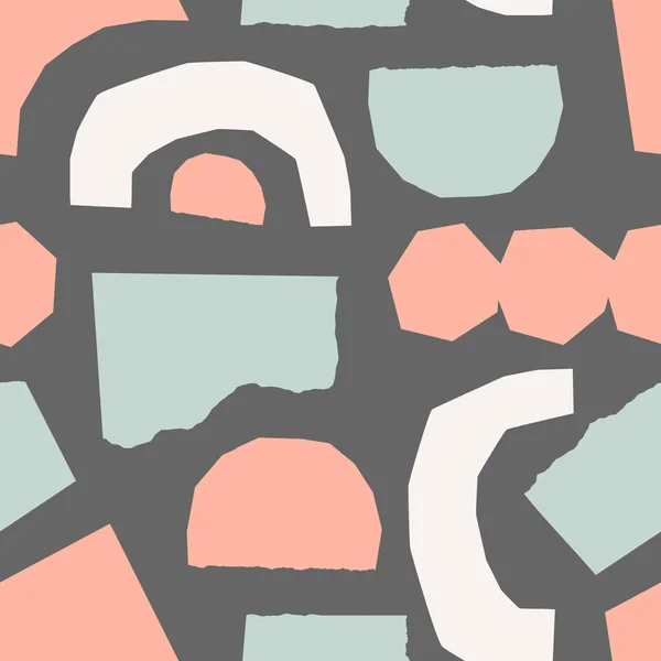 Nahtlos Wiederholendes Muster Mit Papierschnitten Pastellfarben Auf Braunem Hintergrund Verspielte — Stockvektor
