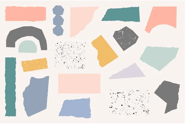 Eine Reihe Von Papierschnitten Formen Pastellfarben Und Vintage Texturen Isoliert — Stockvektor