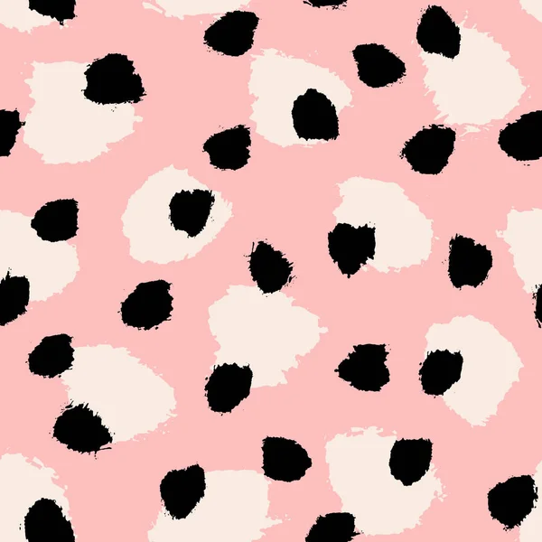 手绘笔触笔触在奶油和黑色的柔和粉红色的背景 无缝抽象的重复背景 包装纸 面料设计 — 图库矢量图片