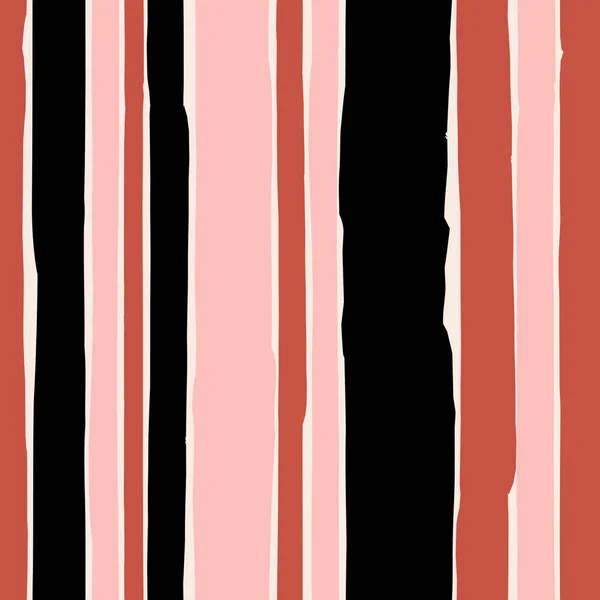 Seamless Repeating Pattern Vertical Stripes Pastel Pink Black Brick Red — Stock Vector