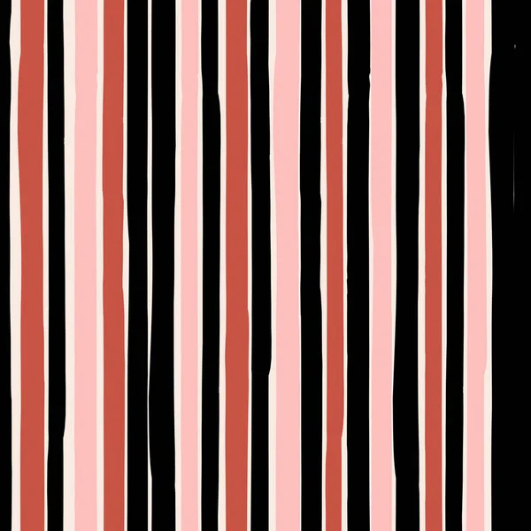 Seamless Repeating Pattern Vertical Stripes Pastel Pink Black Brick Red — Stock Vector