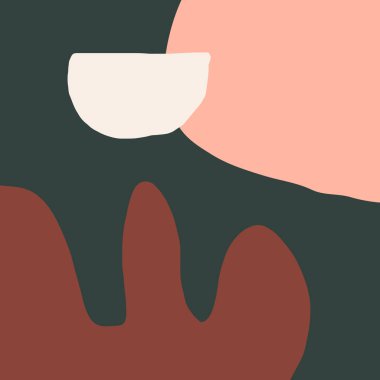 Trendy sıcak renk paleti soyut şekiller ile çağdaş kolaj tarzı tasarım. Kare sosyal medya sonrası şablon, tebrik kartı, modern duvar sanatı.