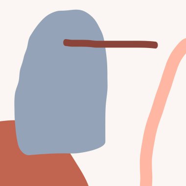 El çizilmiş botanik elemanları ve moda sıcak renk paleti soyut şekiller ile çağdaş kolaj tarzı tasarım. Kare sosyal medya sonrası şablon, tebrik kartı, modern duvar sanatı.