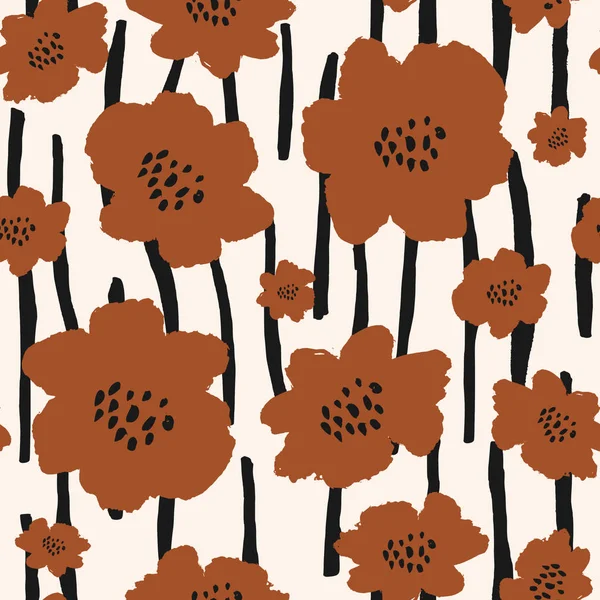 手描きのシームレスな花柄 — ストックベクタ