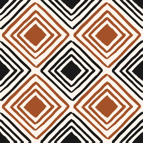 Hand getekende penseelstreken geometrische naadloze patroon — Stockvector