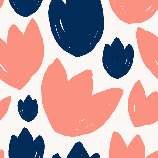Simple Tulip Shapes Seamless Pattern — Stock Vector