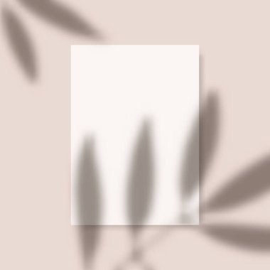 Boş beyaz dikey kağıt levha 5x7 gölge kaplama ile inç. Modern ve şık tebrik kartı veya düğün davetiyesi sahte. Kullanılabilir vektör tasarımı, degrade örgü ve kullanılan saydamlık efektleri.