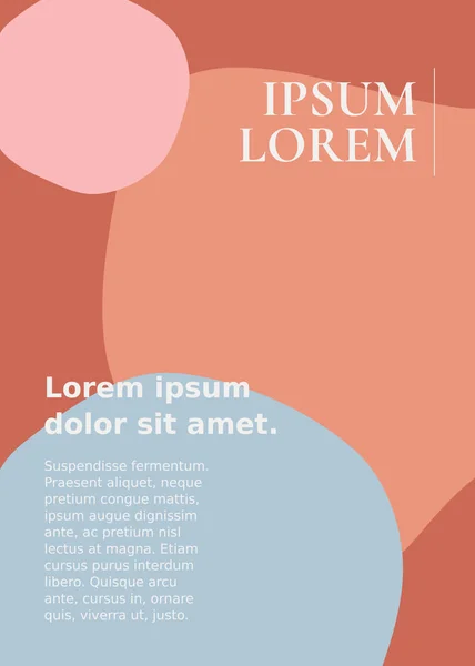 带有示例文本布局的柔和颜色的有机形状 现代时尚的小册子 杂志或书籍封面设计 — 图库矢量图片#