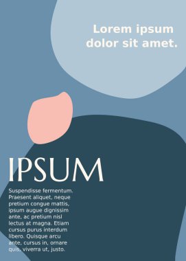 Örnek metin düzeni ile pastel renklerde organik şekiller. Modern ve şık broşür, poster, el ilanı, dergi veya kitap kapağı tasarımı.