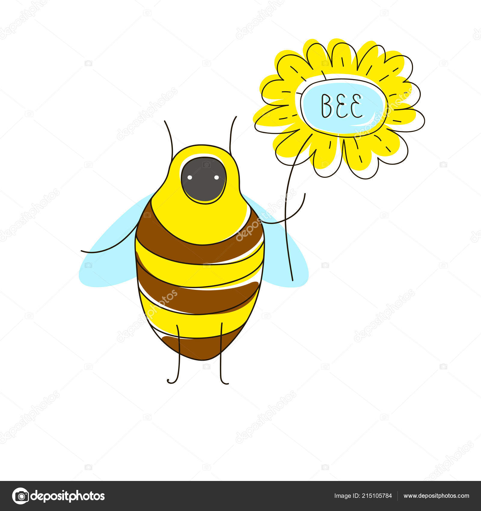 Notion Dessin Animé Mignon Avec Bug Drôle Abeille Fleur Nom