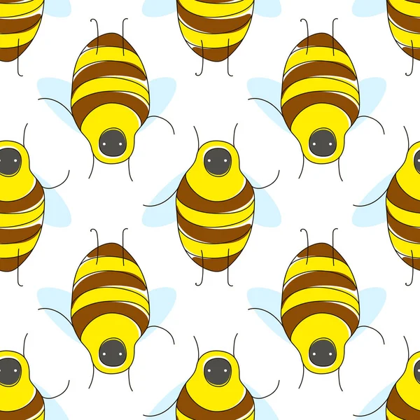 Mignon Dessin Animé Motif Sans Couture Avec Bug Jaune Drôle — Image vectorielle