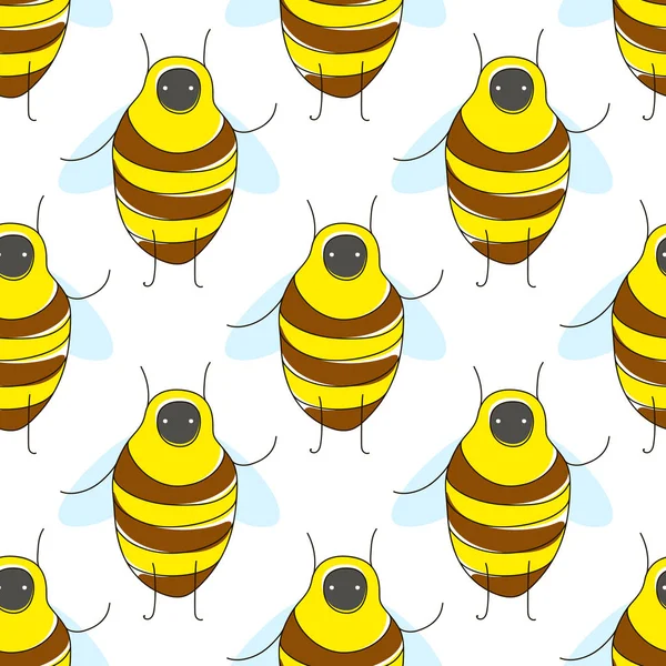 Mignon Dessin Animé Motif Sans Couture Avec Bug Jaune Drôle — Image vectorielle