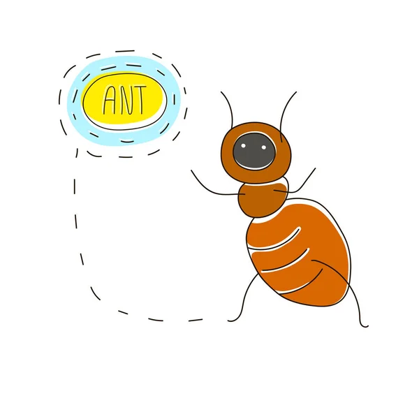 Koncepcja Kreskówka Zabawny Bug Ant Nazwa Tekstu Wektorowa Sztuki Stylu — Wektor stockowy
