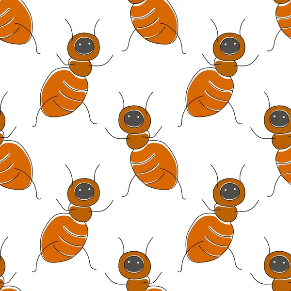 Mignon Dessin Animé Motif Sans Couture Avec Bug Marron Drôle — Image vectorielle