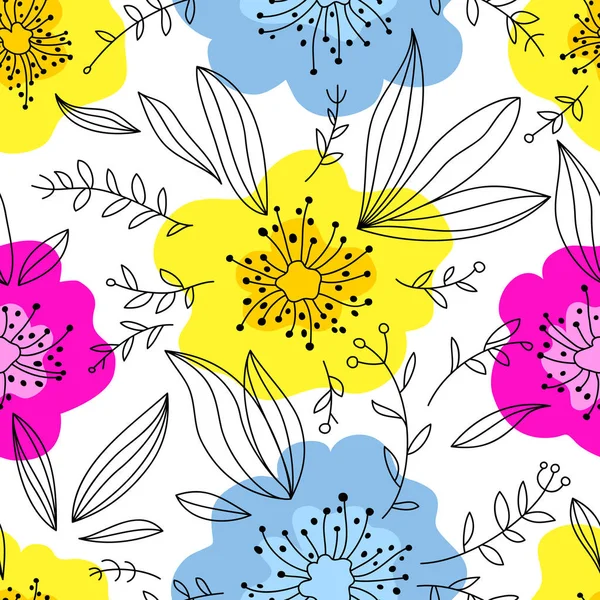 Mignon Motif Sans Couture Avec Des Coquelicots Colorés Dans Style — Image vectorielle