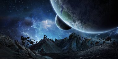 Earth 3d render unsurları çökmesine devasa asteroitler
