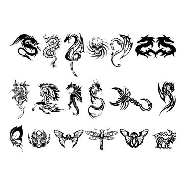 tatto kabile logosu tasarım vektör seti