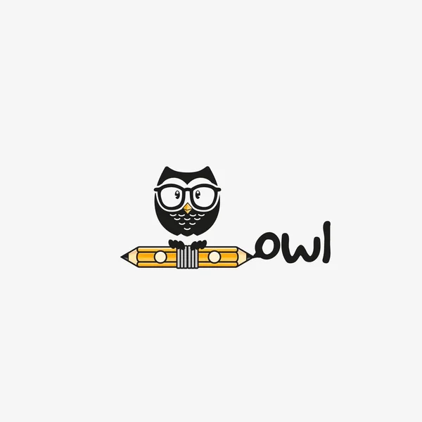 Owl Penna Logo Design Vektor — Stock vektor