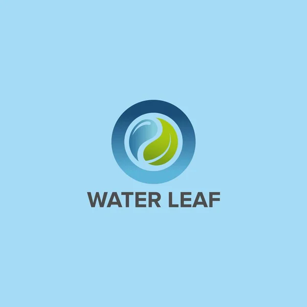 Water Leaf Logo Design Vector — Stock Vector
