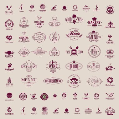 yiyecek ve içecek logosu tasarım vektör seti