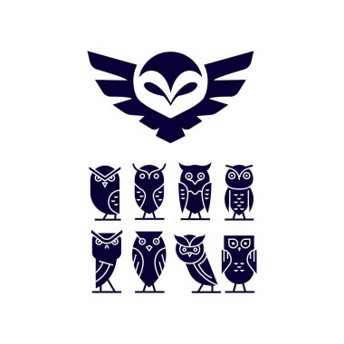 modern baykuş logosu seti