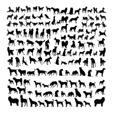 köpek silhoutte logo tasarım vektör seti
