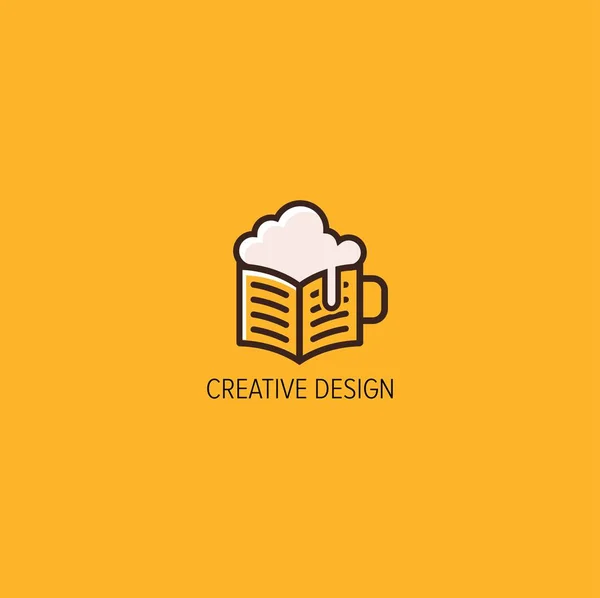 Livros Cerveja Logotipo Vetor Design — Vetor de Stock
