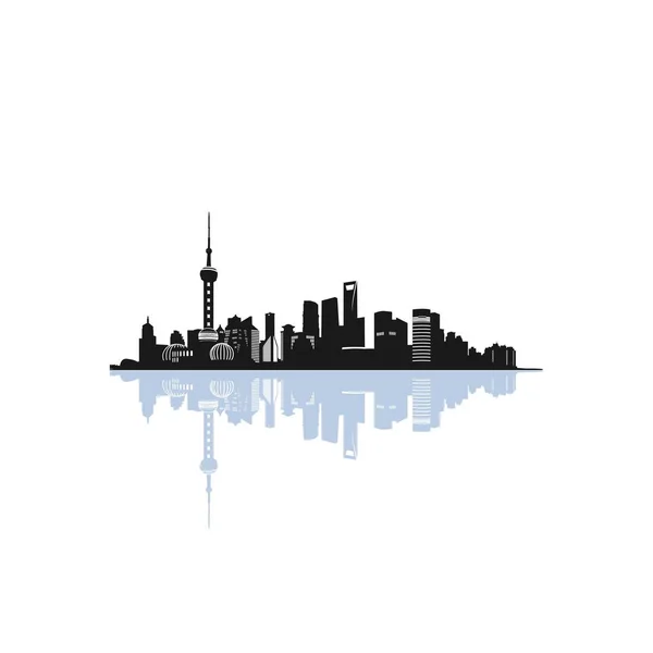 Skyline Shanghai Logo Ontwerp Vector — Stockvector