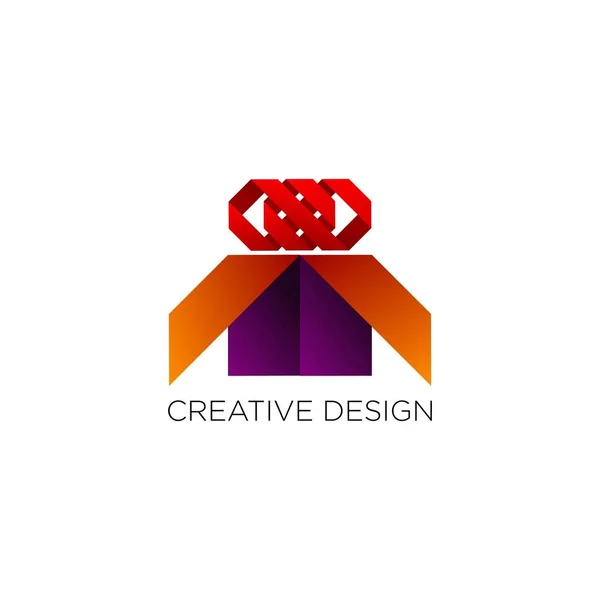 Box Geschenk Logo Design Vektor — Stockvektor