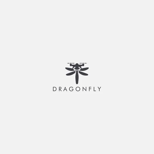 Dragonfly Drone Logo Design Vector — Stock Vector