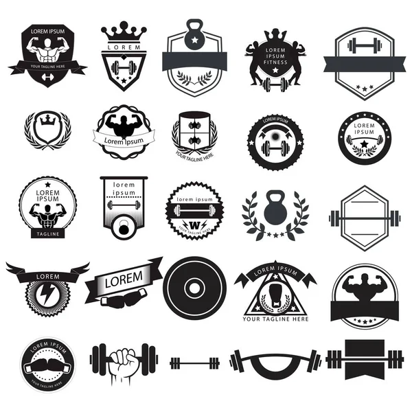 Набор Векторного Бейджа Дизайна Логотипа Фитнеса — стоковый вектор