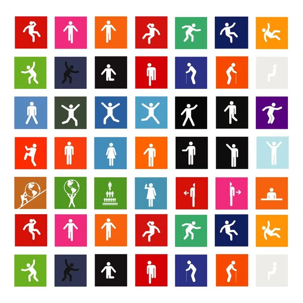 Set Persone Pittogramma Logo Vettore Progettazione — Vettoriale Stock