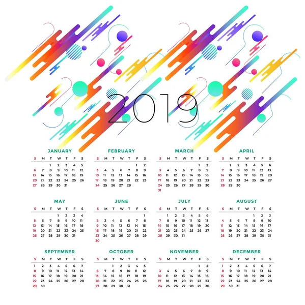 Vector Diseño Logotipo Calender 2019 — Archivo Imágenes Vectoriales